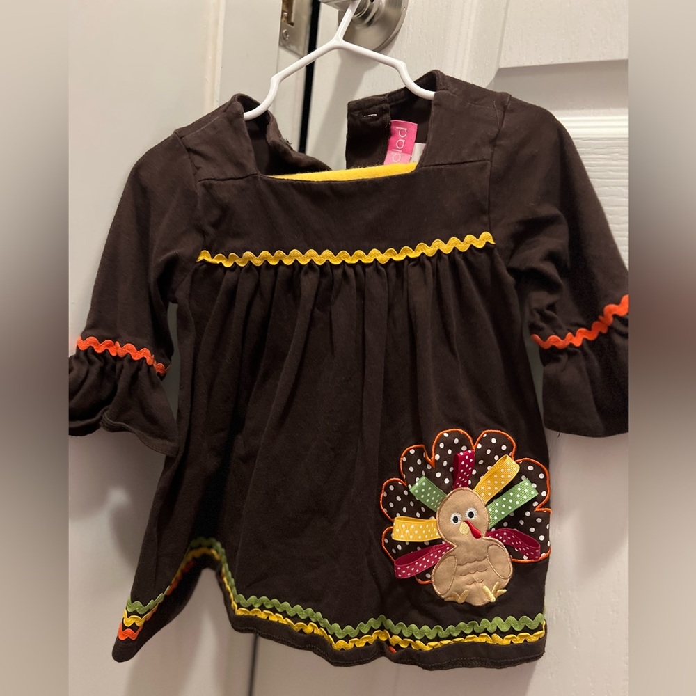 Good Lad Brown Turkey Applique Girls Set 4T